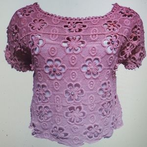 Llove Crop Top Crochet New Rhinestones
